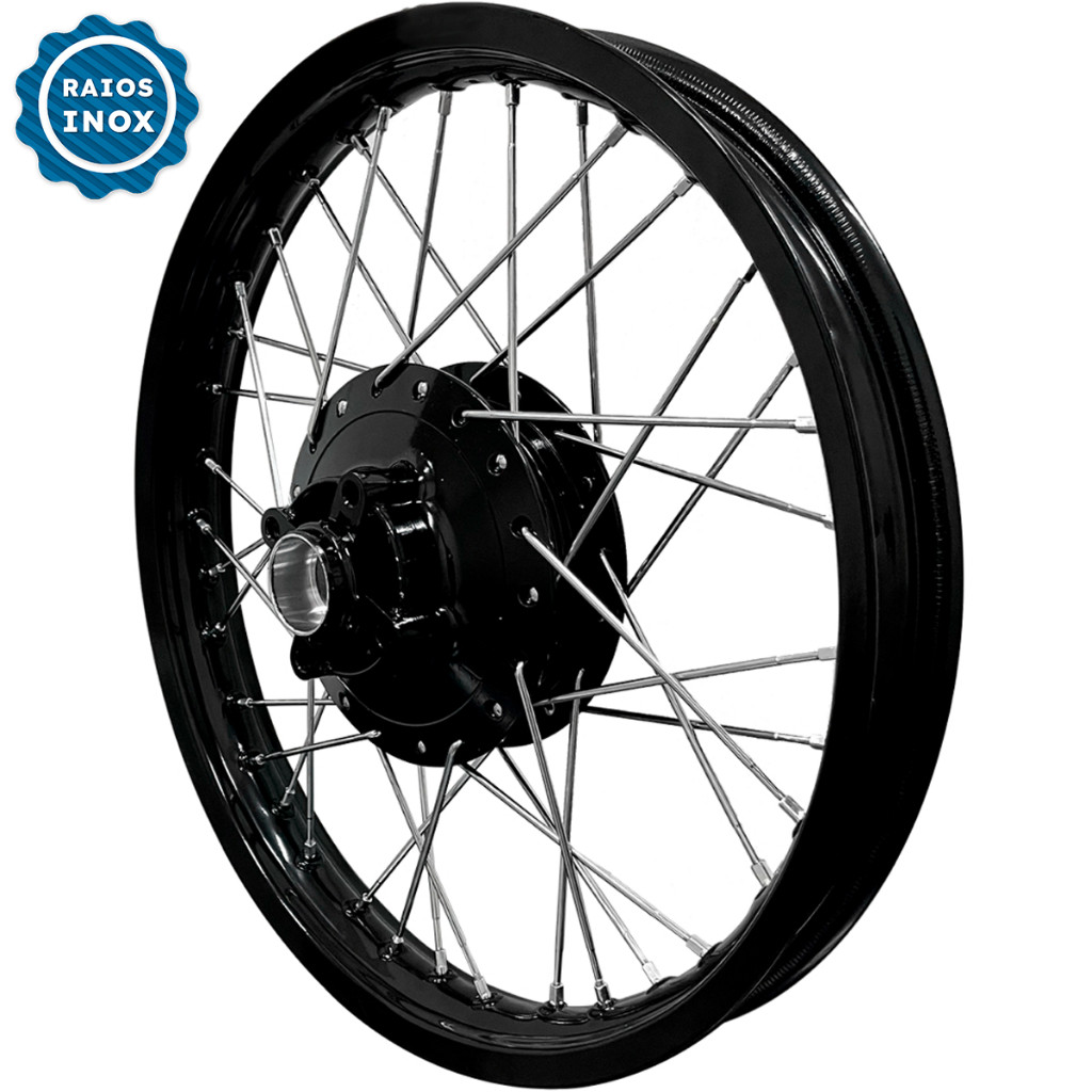 Roda Traseira Montada Alinhada Aro Calha Folha Jante Preto Cubo Preto Raio Inox Fan 125 09 Em Diante