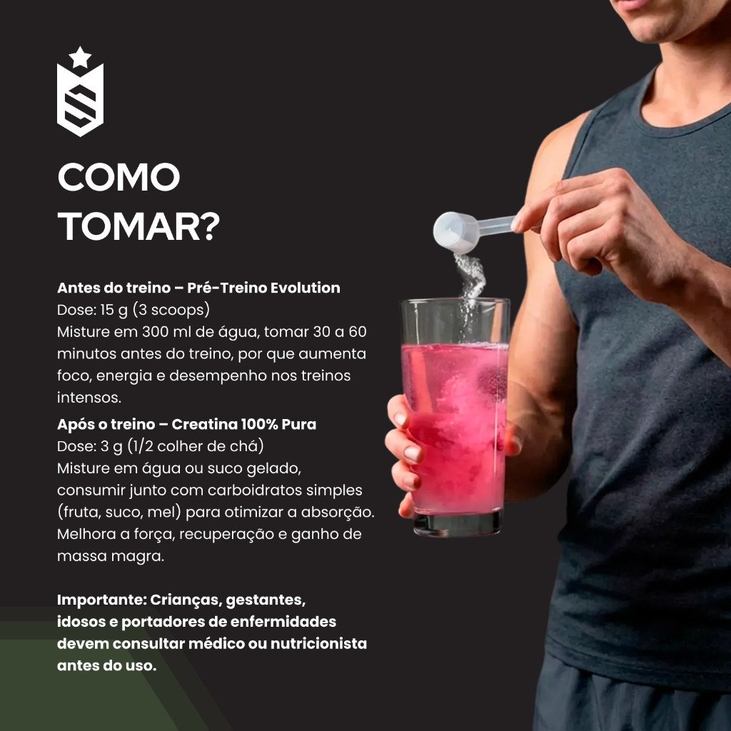 Kit Creatina 250g + Pré Treino Evolution 300g Uva Verde com Melão - Soldiers Nutrition · foto 2