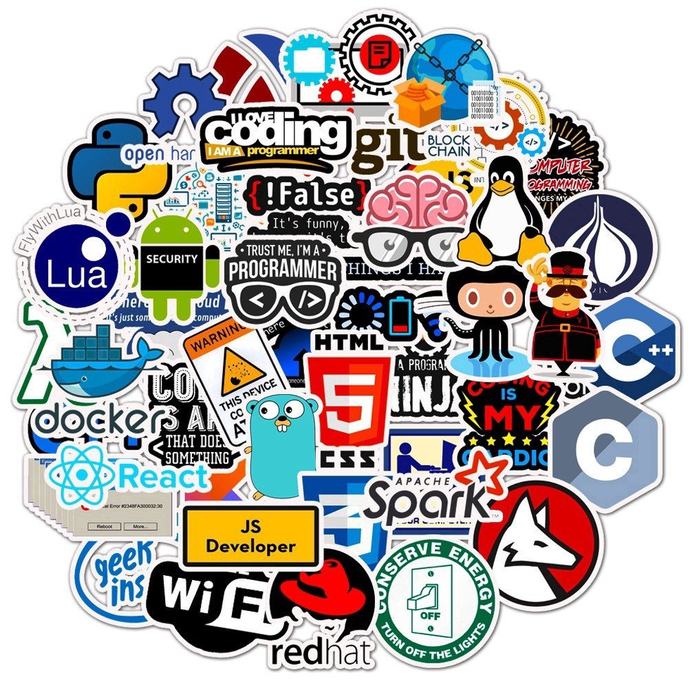 50 Adesivos Impermeáveis para Programadores Geek Java, Skate, Mala, Snowboard, Telefone, Laptop QPAR
