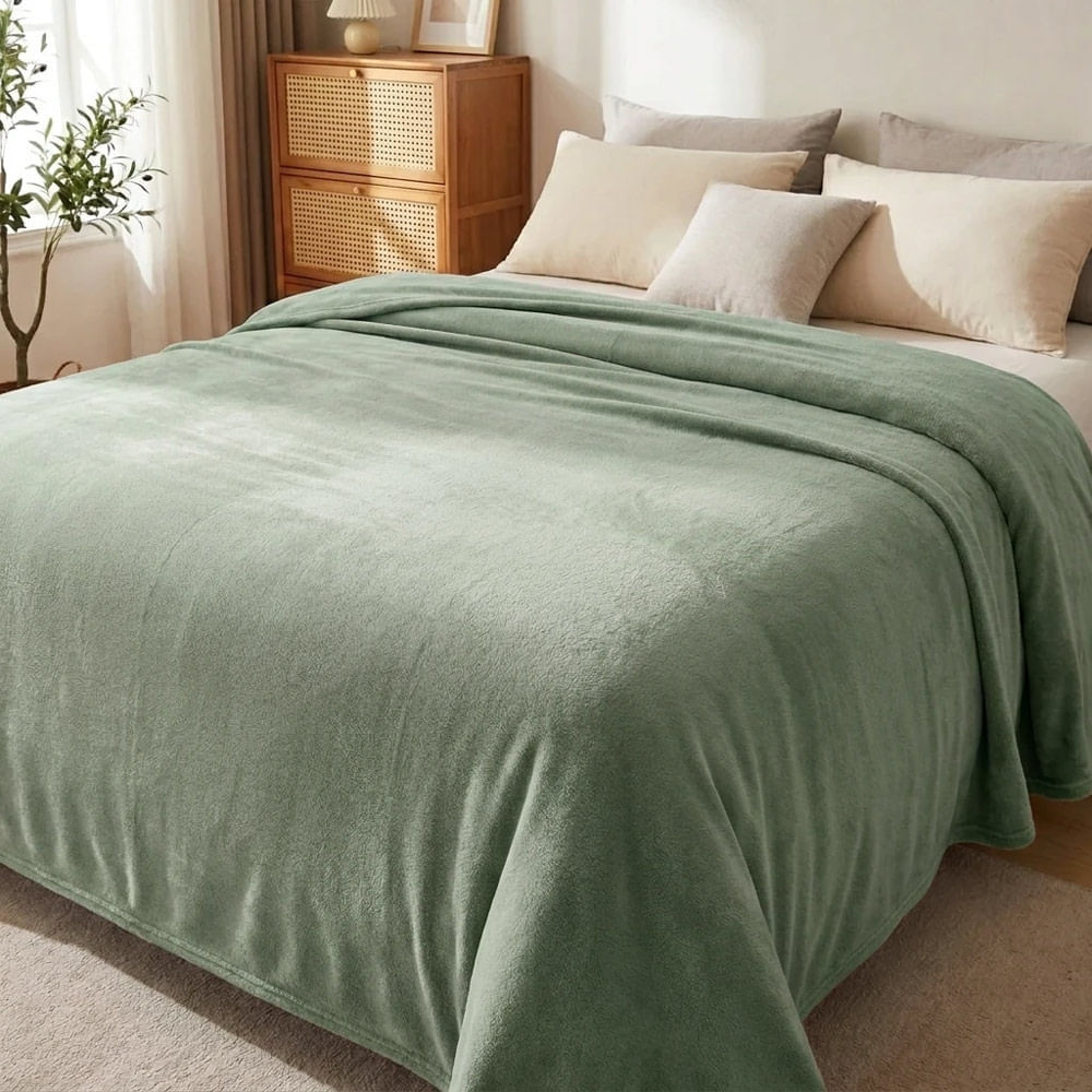 Manta Fleece Lisa 220x240 Andreza Queen Verde