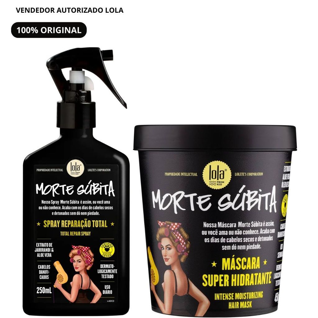 Kit Morte Súbita - Spray Finalizador 250ml + Máscara Hidratante 450g Lola Cosmetics
