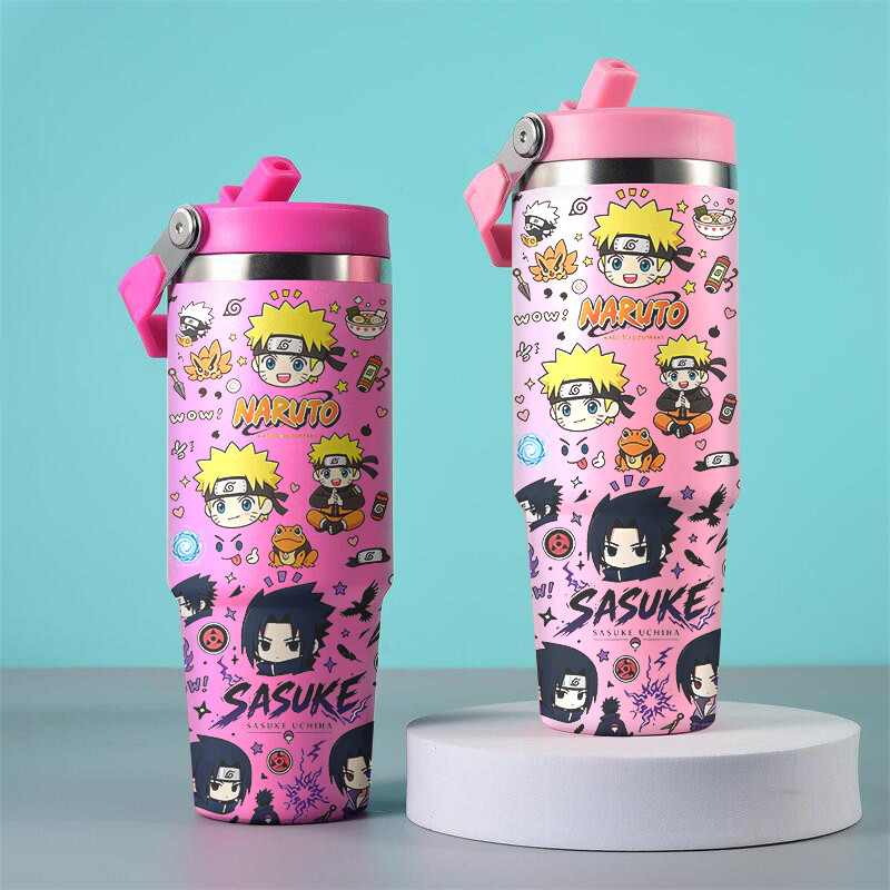 naruto sasuke Calça Quadrada Copo De Água De Grande Capacidade 900ml Garrafa Térmica De Aço Inoxidável Com Alça