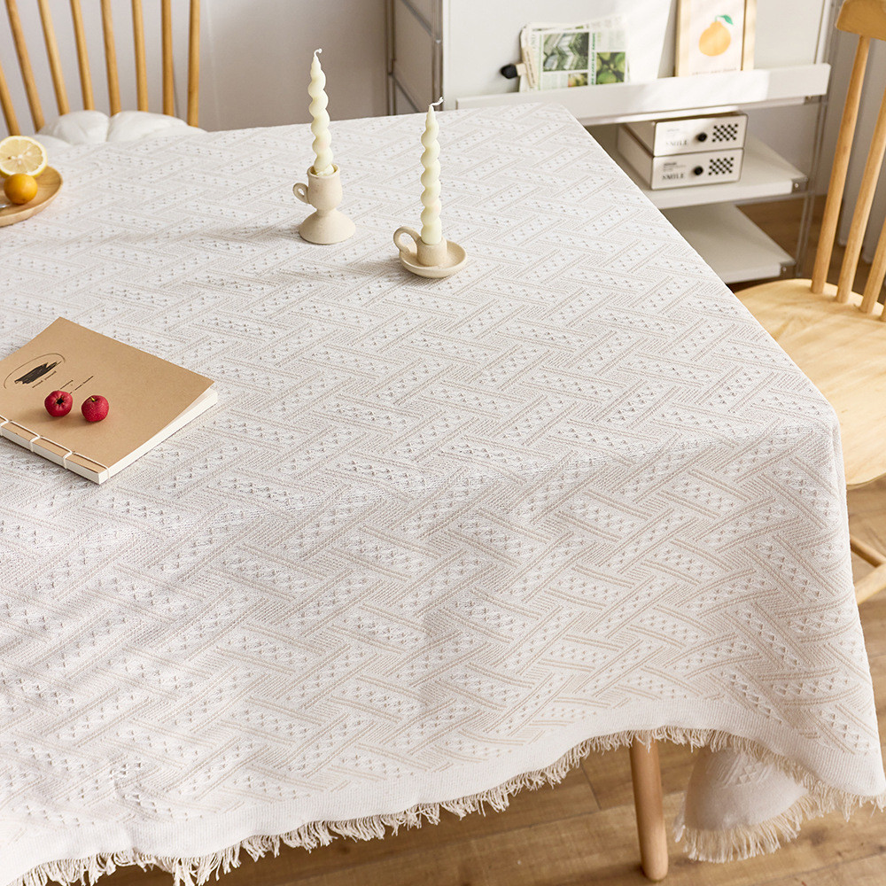 Toalha de mesa de linho de algodão creme francês Premium decoração de mesa toalha de mesa de café toalha retangular