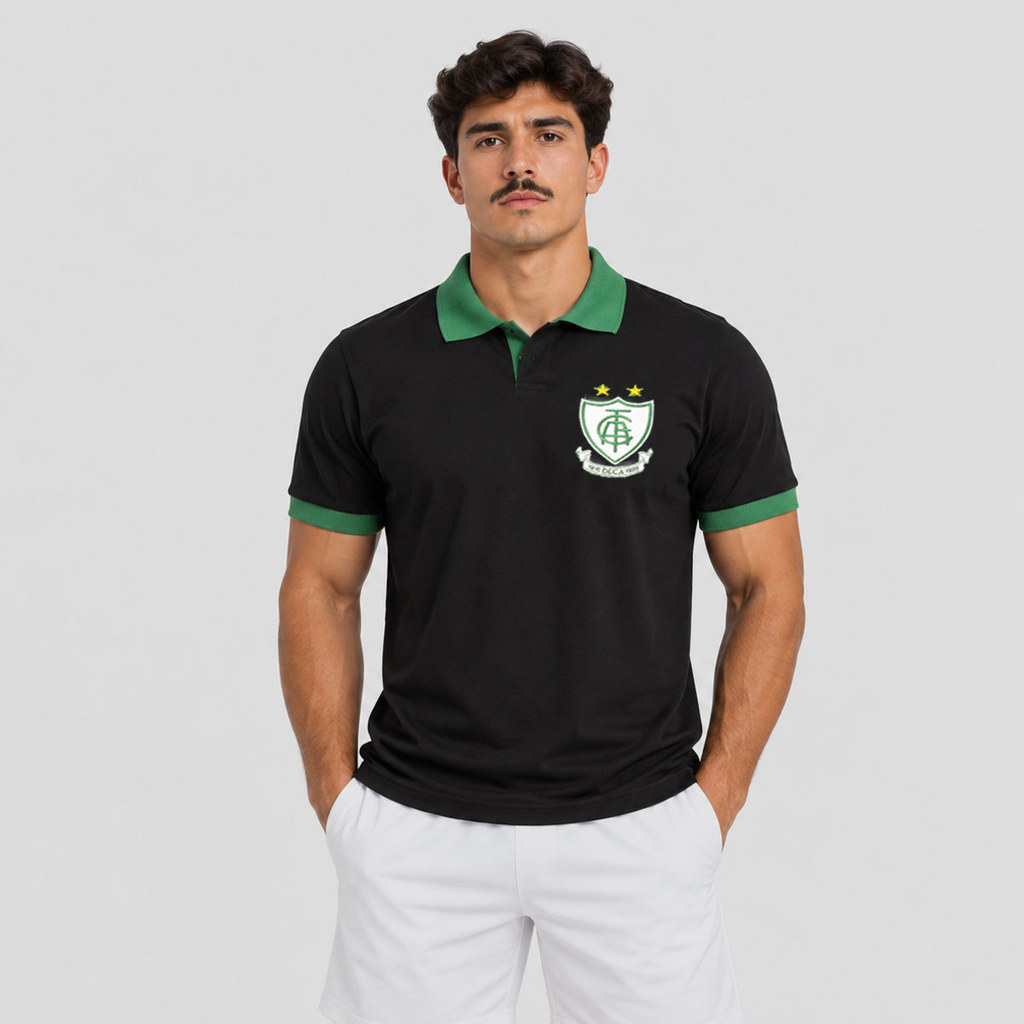 Polo América Mineiro Basic Preta