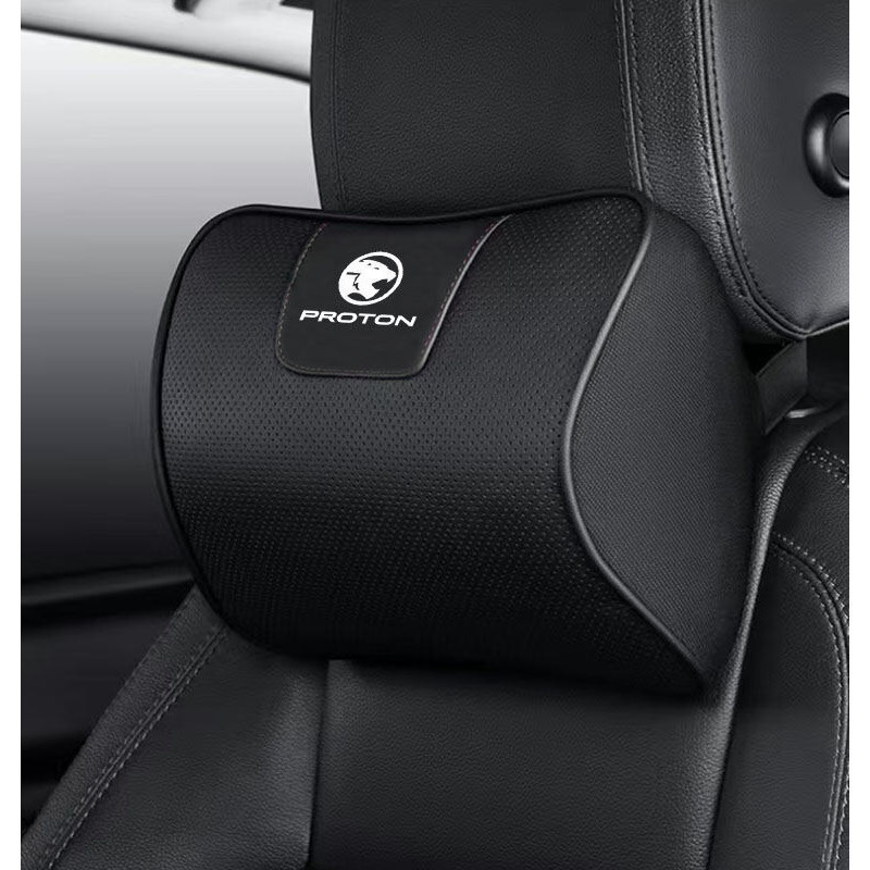 1 Peça Travesseiro De Pescoço Preto Para Encosto De Cabeça De Carro Suprimentos De Assento Espuma De Memória Couro Genuí