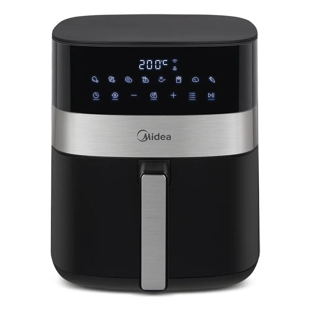 Fritadeira Air Fryer Midea Smart Chef Plus 6L Preta Sem Óleo Digital Prática para Toda Família