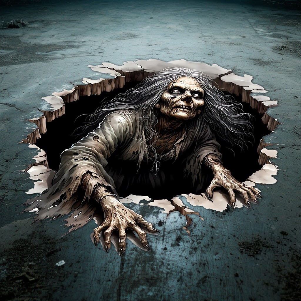 2026 Halloween Novo Estilo Quebrando Parede Antigo Cadáver Adesivos de Parede Autoadesivos Sala de Estar Quarto Papel de