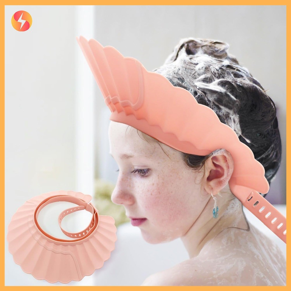 Touca De Banho De Bebê De Silicone Ajustável , À Prova D'água , Chapéu Para Lavagem De Cabelo , Viseira , Protetor Segur