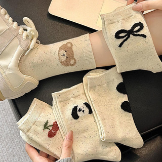 Nova coleção de meias femininas com padrão de bolinhas para o outono e inverno, meias de cano médio no estilo coreano, m