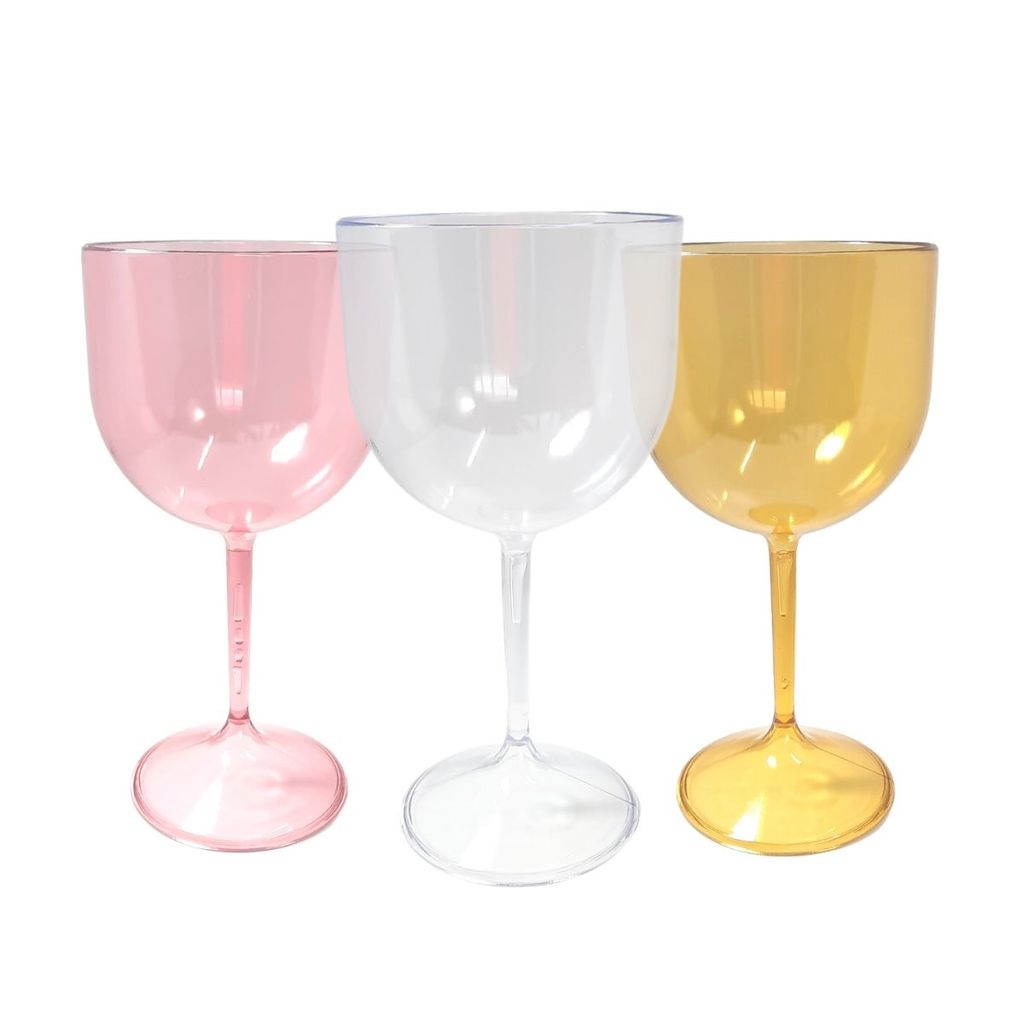 15 Und Taças de Gin Acrílico Cristal Colorido 450 ML p/ Festas Eventos Drinks Casamentos Aniversários House Party