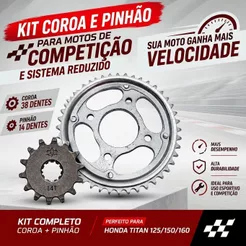 Kit Coroa Pinhão Competição ReduzidoTitan 160/Titan 125/150 sem corrente MXX