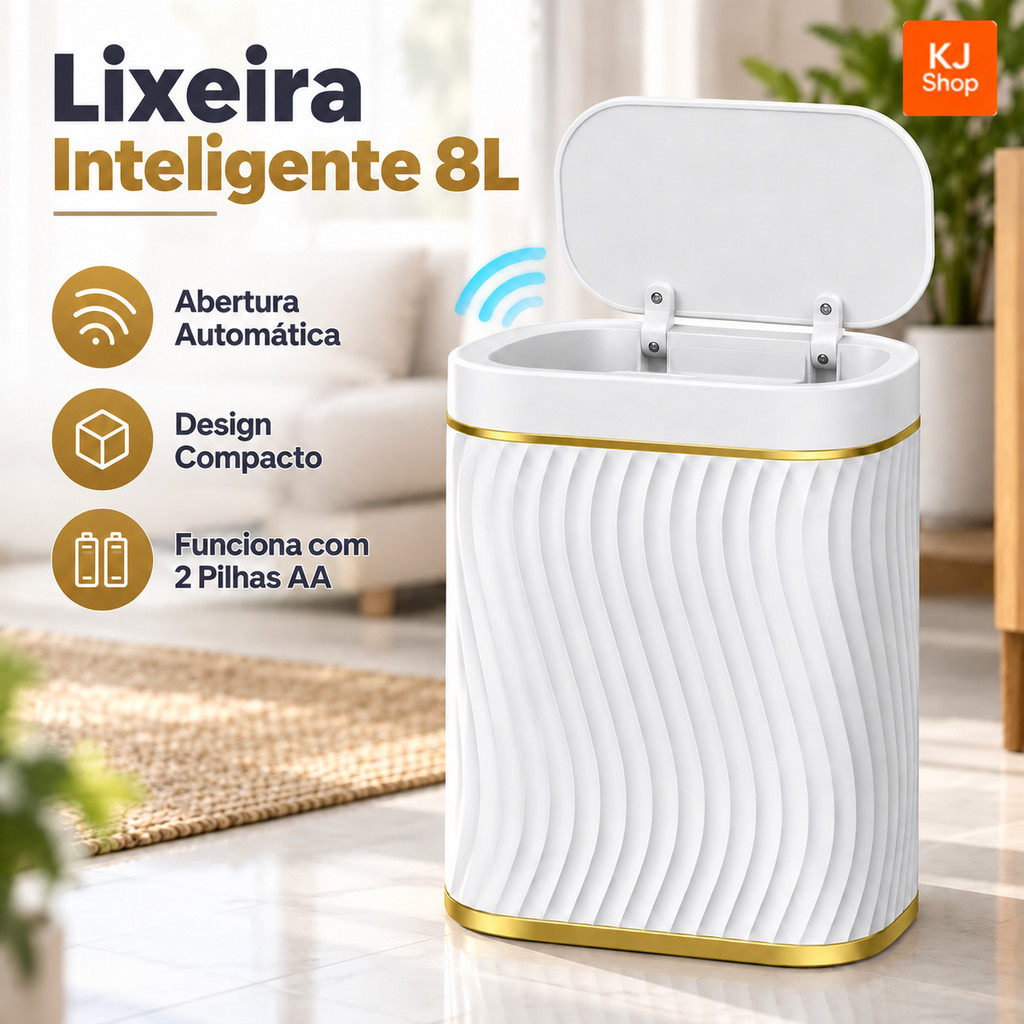 Abre Fácil em Toque 8L Lixeira Com Sensor Inteligente Para Uso Doméstico, Com Tampa, Banheiro, Sala De Estar
