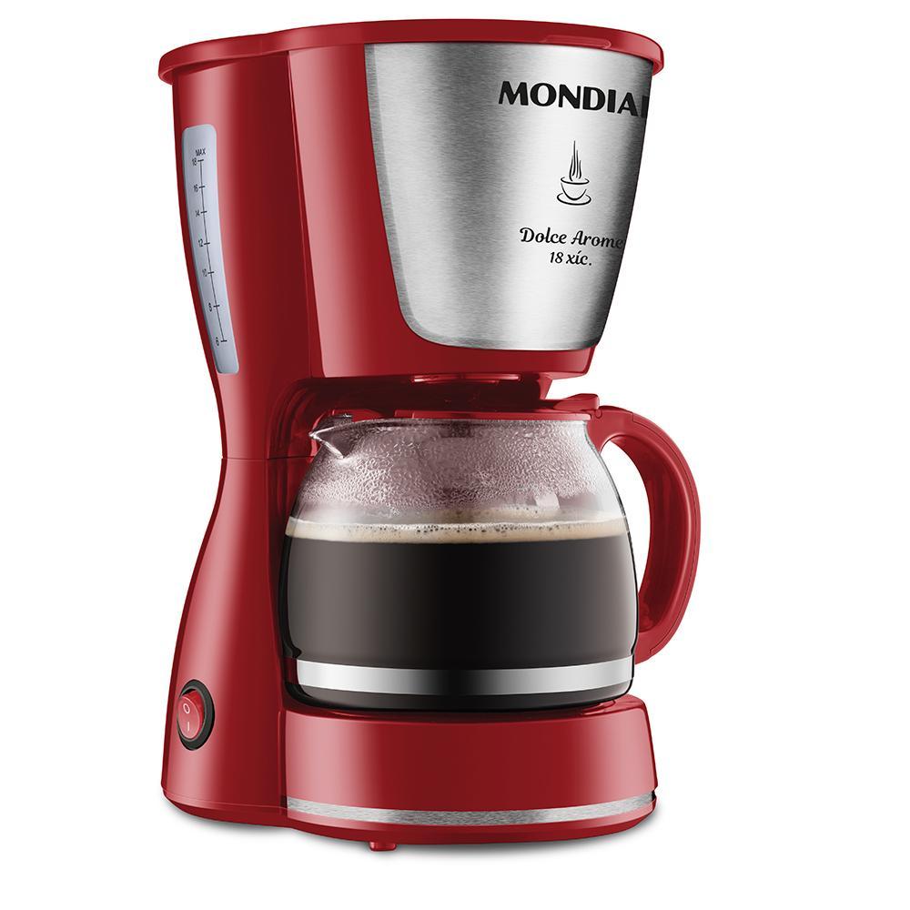 Cafeteira Elétrica 18 Xícaras Mondial Dolce Arome C-35 Vermelha e Prata 127V