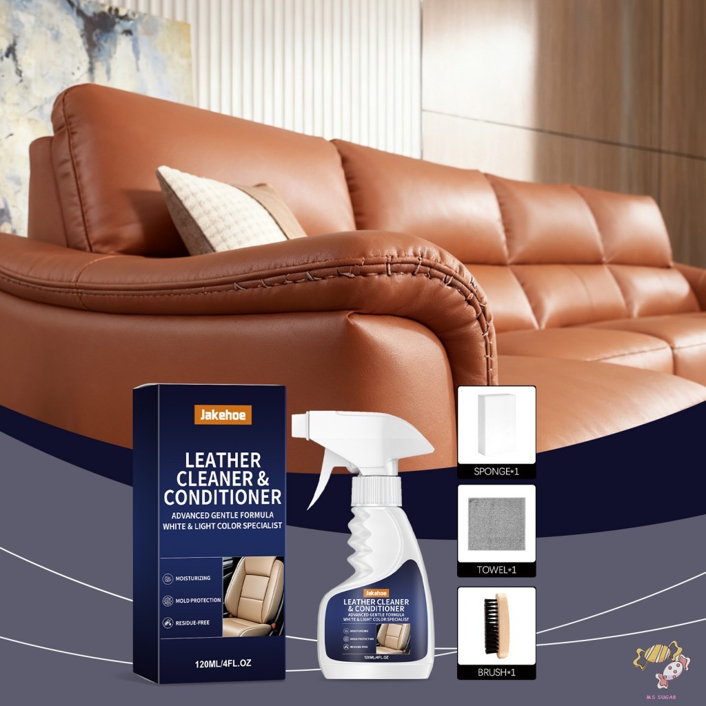 Kit De Condicionador De Limpeza De Couro 120ml Removedor De Manchas Restaurador De Brilho Para Cadeira De Sofá De Carro