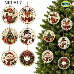 NKLE17 Conjunto De 6 Peças De Enfeites De Natal , Kit De Pintura De Diamante DIY Com Impressão Vintage De Base