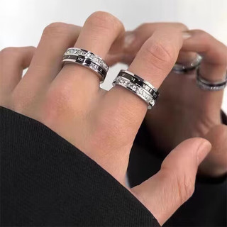 Luz rotativa luxo não-desbotamento anel feminino único ins na moda high-End moda masculina mulheres casais de alta aparê