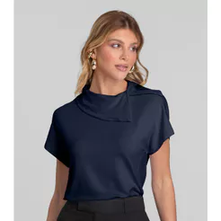 Blusa Feminina Com Gola Diferenciada Dianna Azul