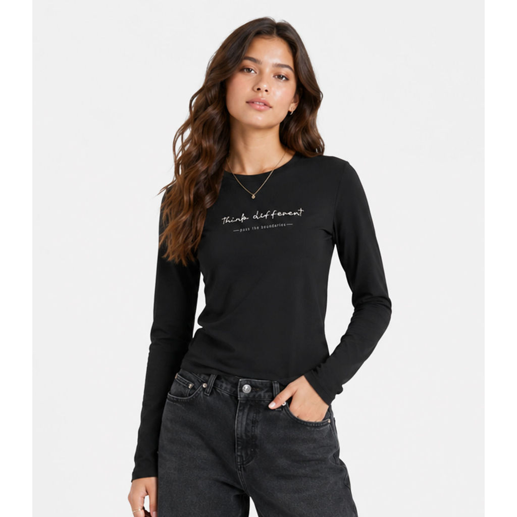 Blusa Juvenil Manga Longa Viscotorcion Minty Preto