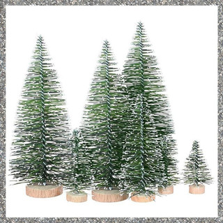 25 Peças Árvores De Natal Artificiais Em Miniatura 5 Tamanhos Seda Sisal Verde + Madeira Para Artesanato De Decoração De