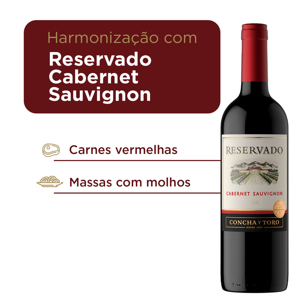 Vinho Chileno Reservado Cabernet Sauvignon 750ml - 3 Unidades — imagem 2 de 2