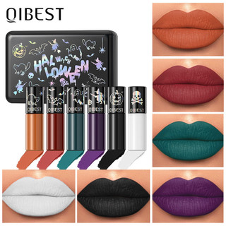 [Estoque pronto] QIBEST Halloween Matte Lip Glaze Set Batom Vampiro Veludo Não Desbotado Maquiagem Labial WJG20260915