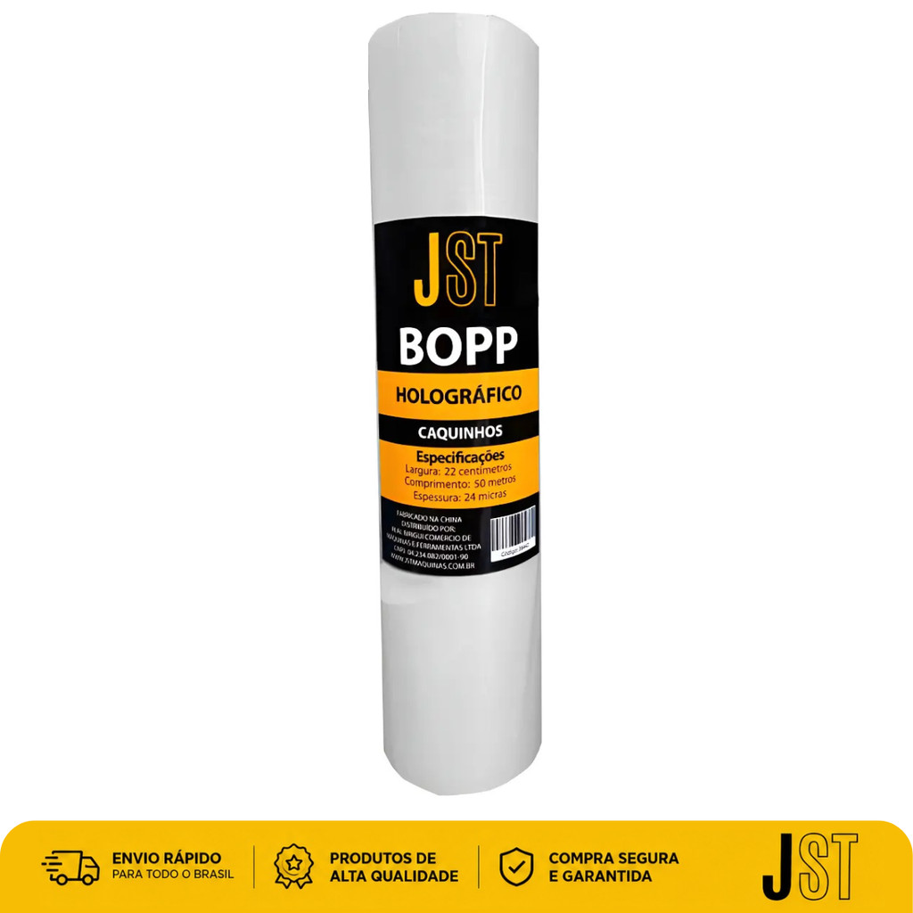Filme BOPP Holográfico 3D Caquinhos JST 22cm x 50m 24 Micras Laminação A4
