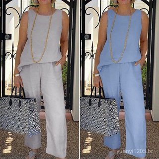 Women's casual linen and cotton autumn suit EFMG