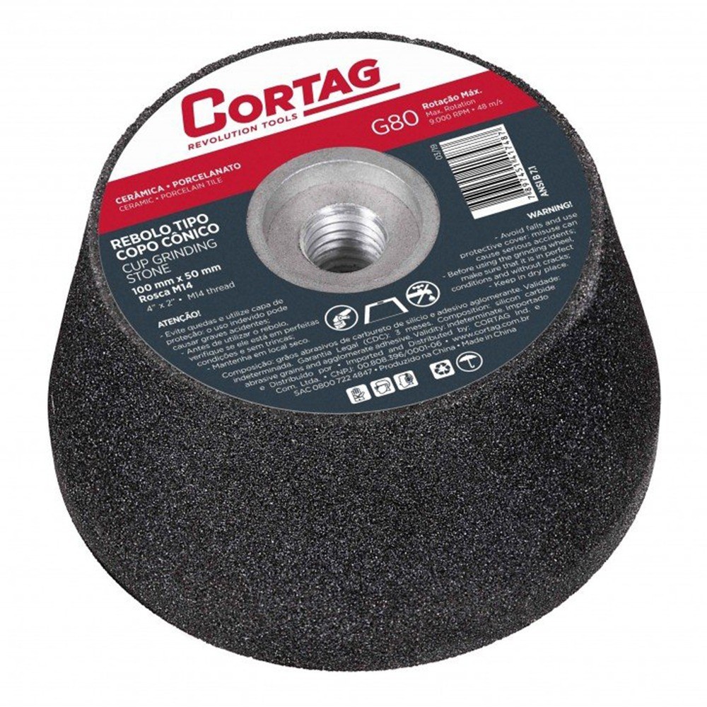 Rebolo cônico esmerilhadeira angular 100mm G80 - Cortag