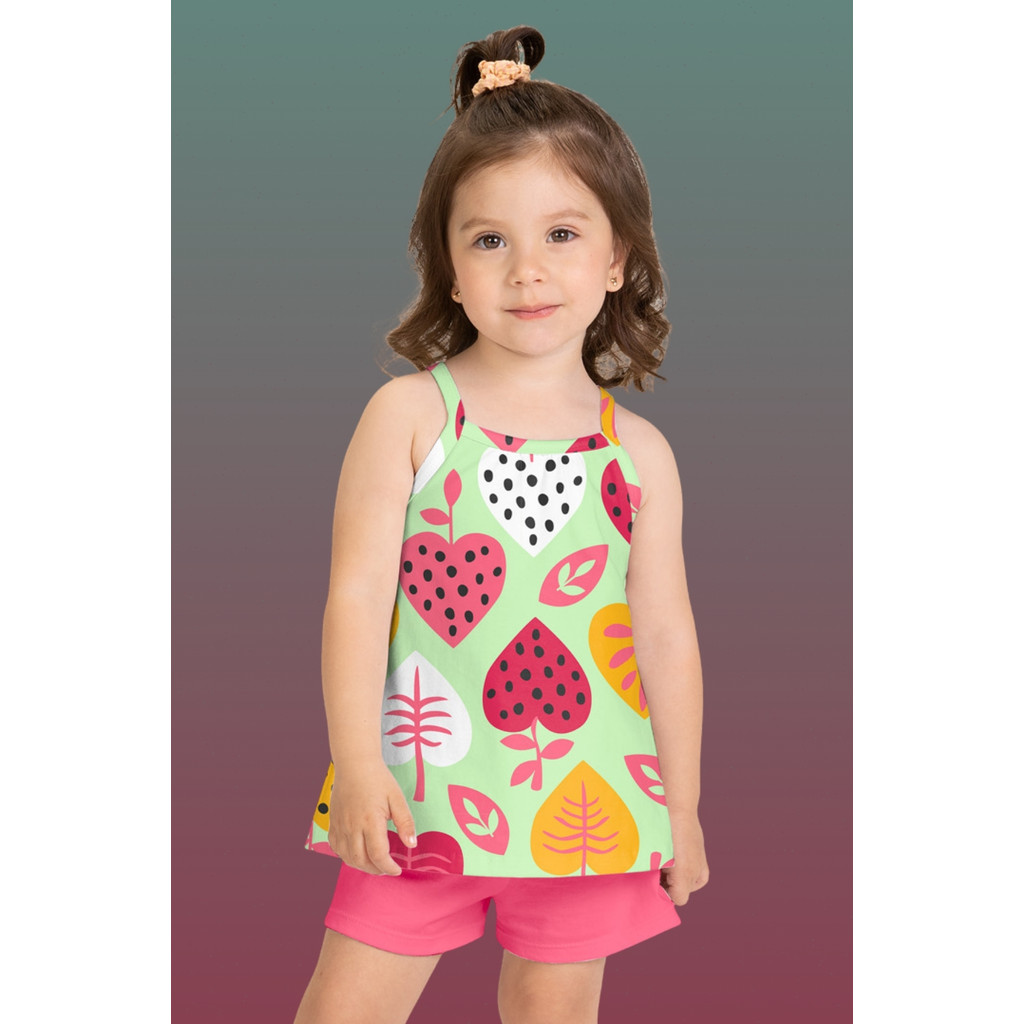 Conjunto Menina Meia Malha Regata Estampa Diversas Kyly