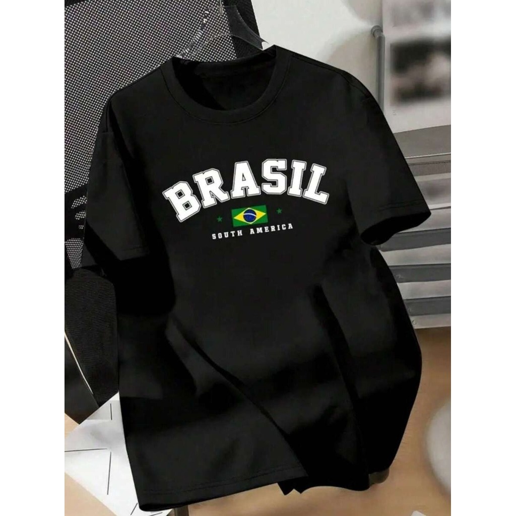 Camiseta Algodão Masculina Adulto Brasil South America Seleção Patriota Brasileiro Streetwear Moda24