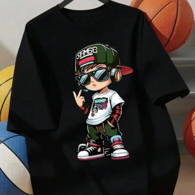 Camiseta Casual E Colorida Infantil Manga Curta E Simples Adequado Para Crianças algodão Estampa De Menino Estiloso