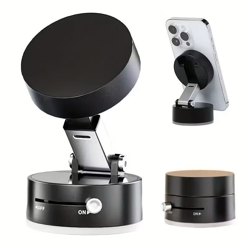 Suporte Magnético para Telefone de Carro 360° Dobrável com Vácuo para iPhone – Rotação Forte e Fixação Segura