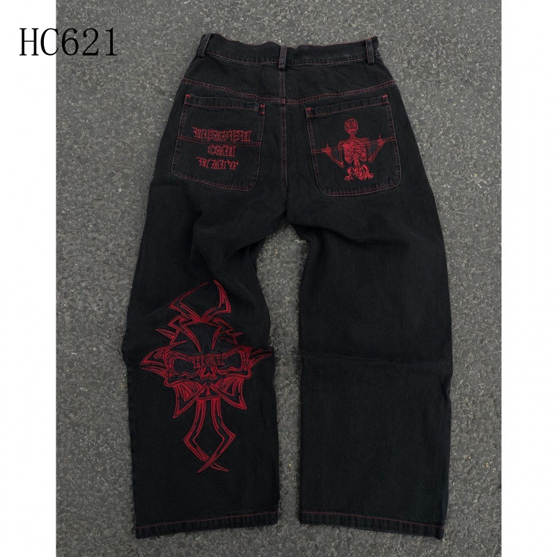 Calça Jeans Baggy Estilo Gótico Vintage com Estampa Americana, Tendência Y2K, Hip Hop de Rua, Para Casal, Harajuku, Joke