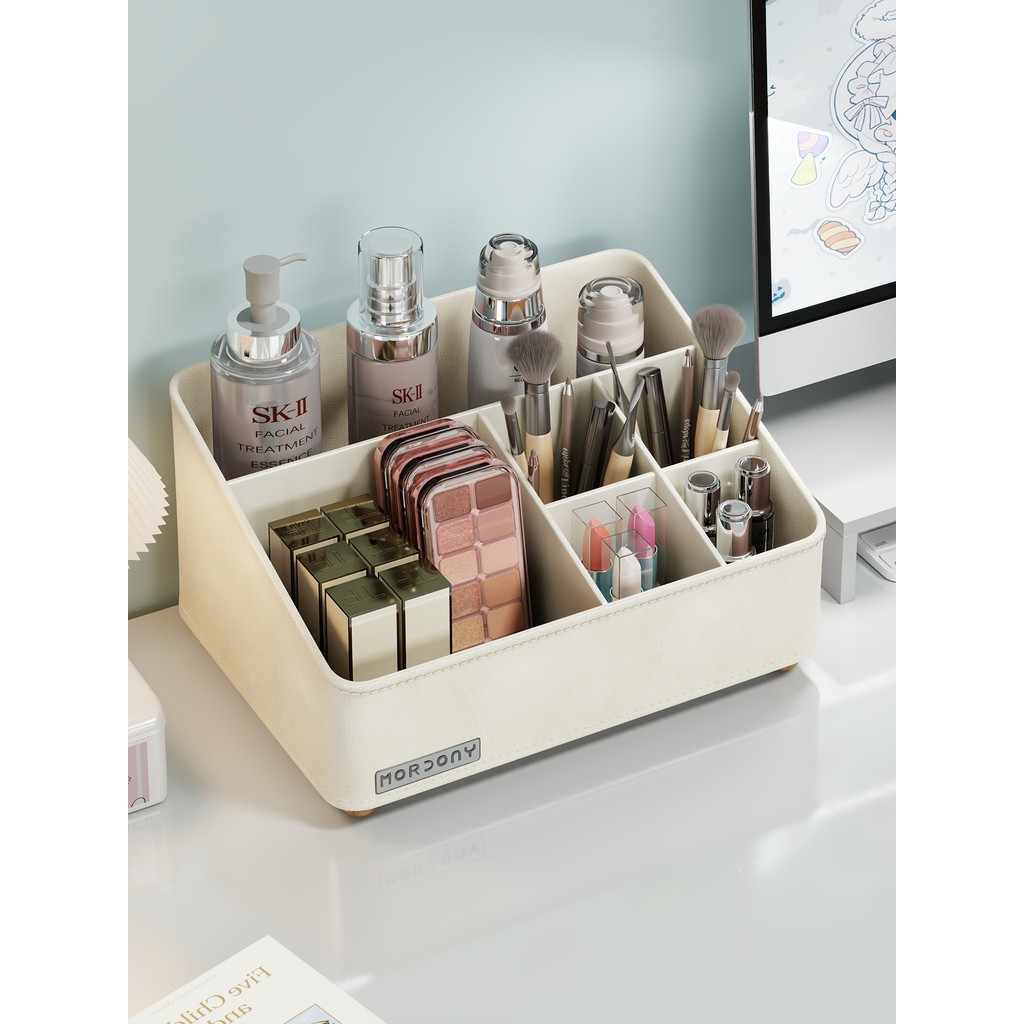 Caixa de armazenamento de cosméticos penteadeira Desktop Perfume batom prateleira delineador maquiagem escova compartime