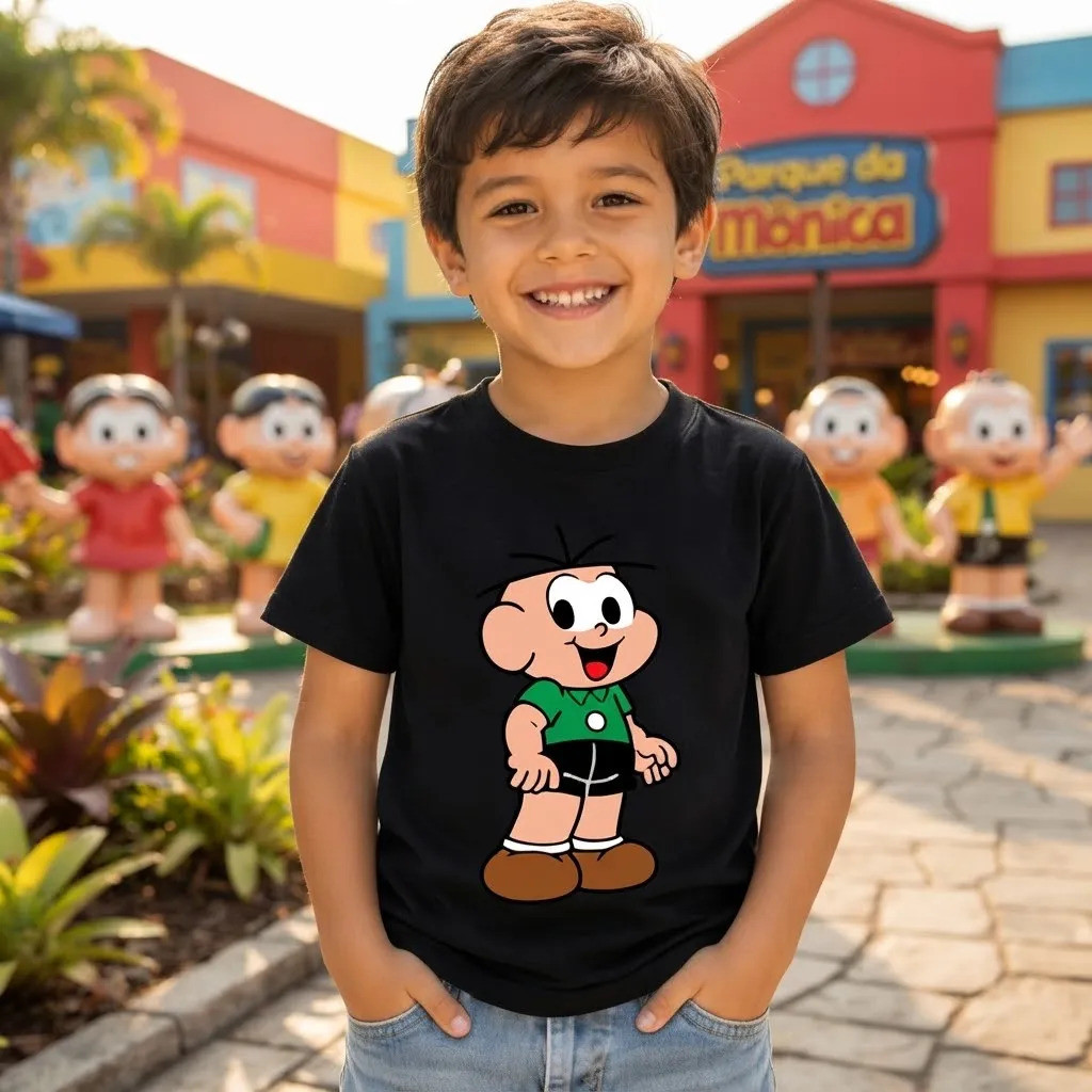 Camiseta Infantil Blusa Personagem Fofo Verde Algodão Confortável Estampa Divertida Dia a Dia Presente
