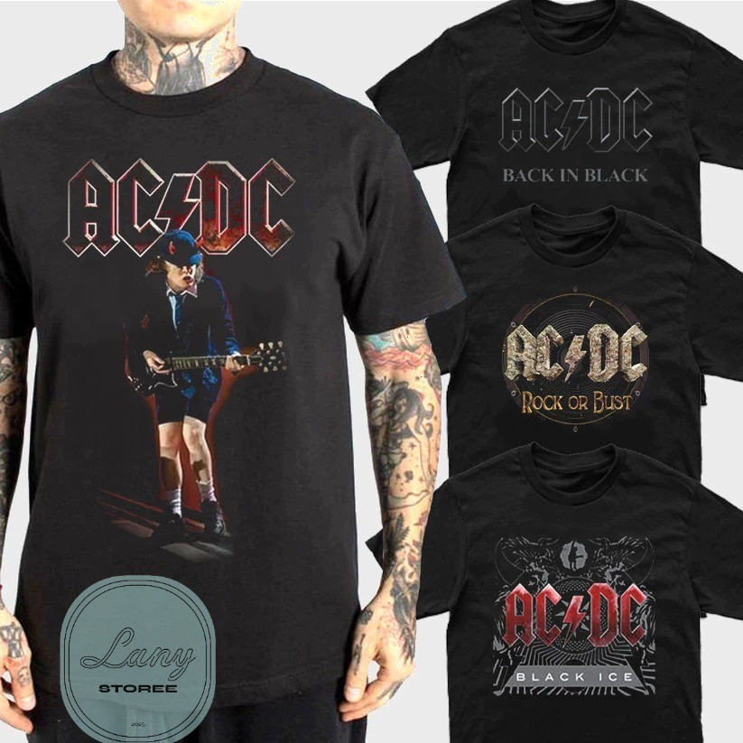 [Camiseta Premium em Algodão Puro]VU Camiseta Básica Rock ACDC Camisa 100% Algodão Streetwear Temos Plus Size Lançamento
