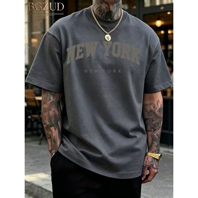 Camiseta Masculina Manga Curta Estampada New York Confortável Moderna Premium Estilosa para Uso Casual Tendência Verão