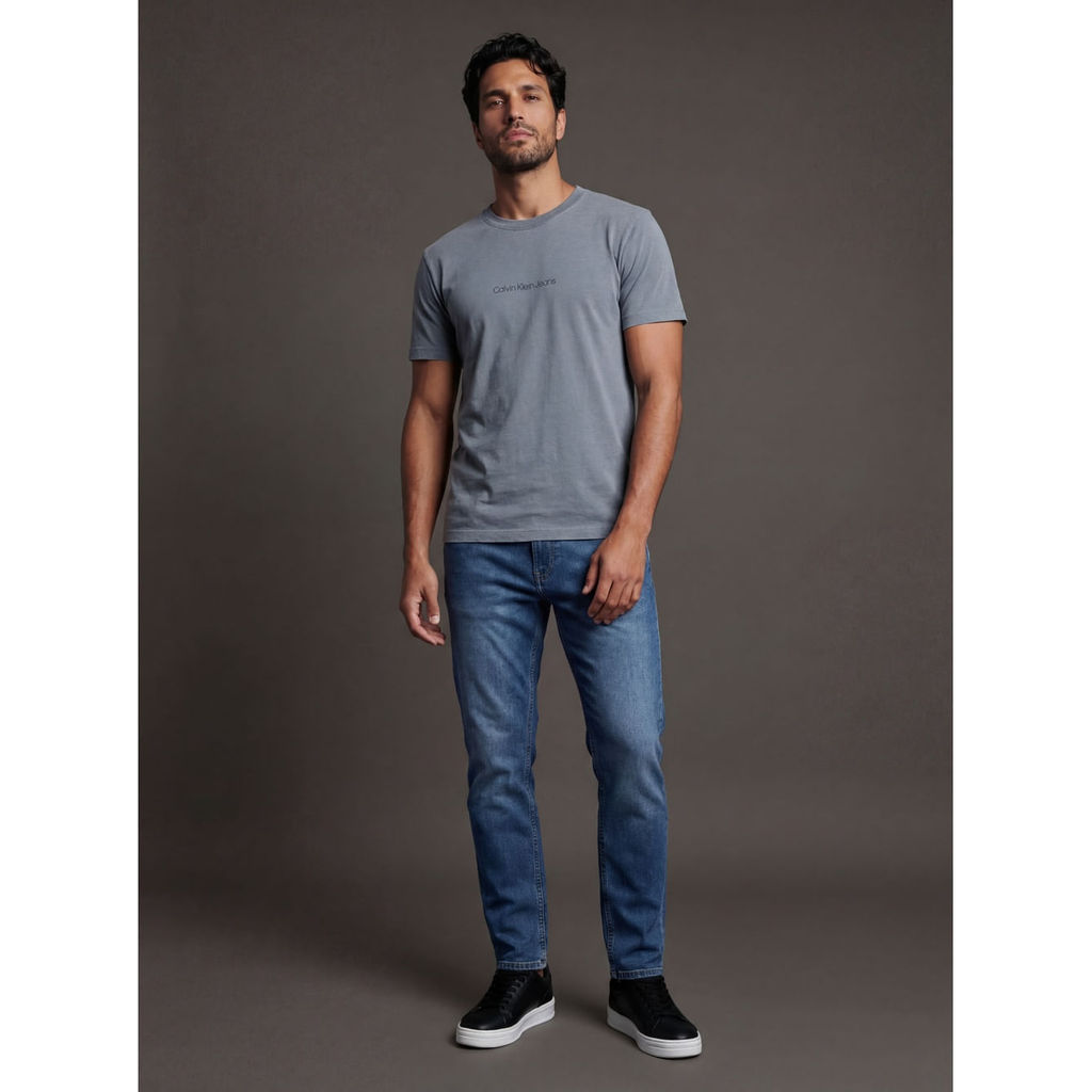 Camiseta Manga Curta Calvin Klein Jeans Masculino Logo Est. 1978 - Marinho — imagem 2 de 2
