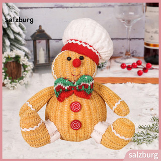 Christmas Gingerbread Man Decoration Holiday Ornament Doll Plush with Santa or Cook Hat – Cute for Home