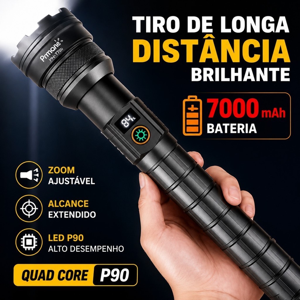 Lanterna  LED P90  Zoom Ajustável