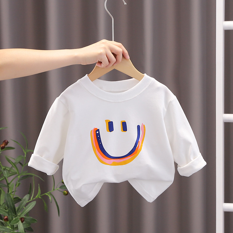 Camisa de fundo do bebê primavera outono novo estilo crianças estilo ocidental camiseta de manga comprida meninos menina