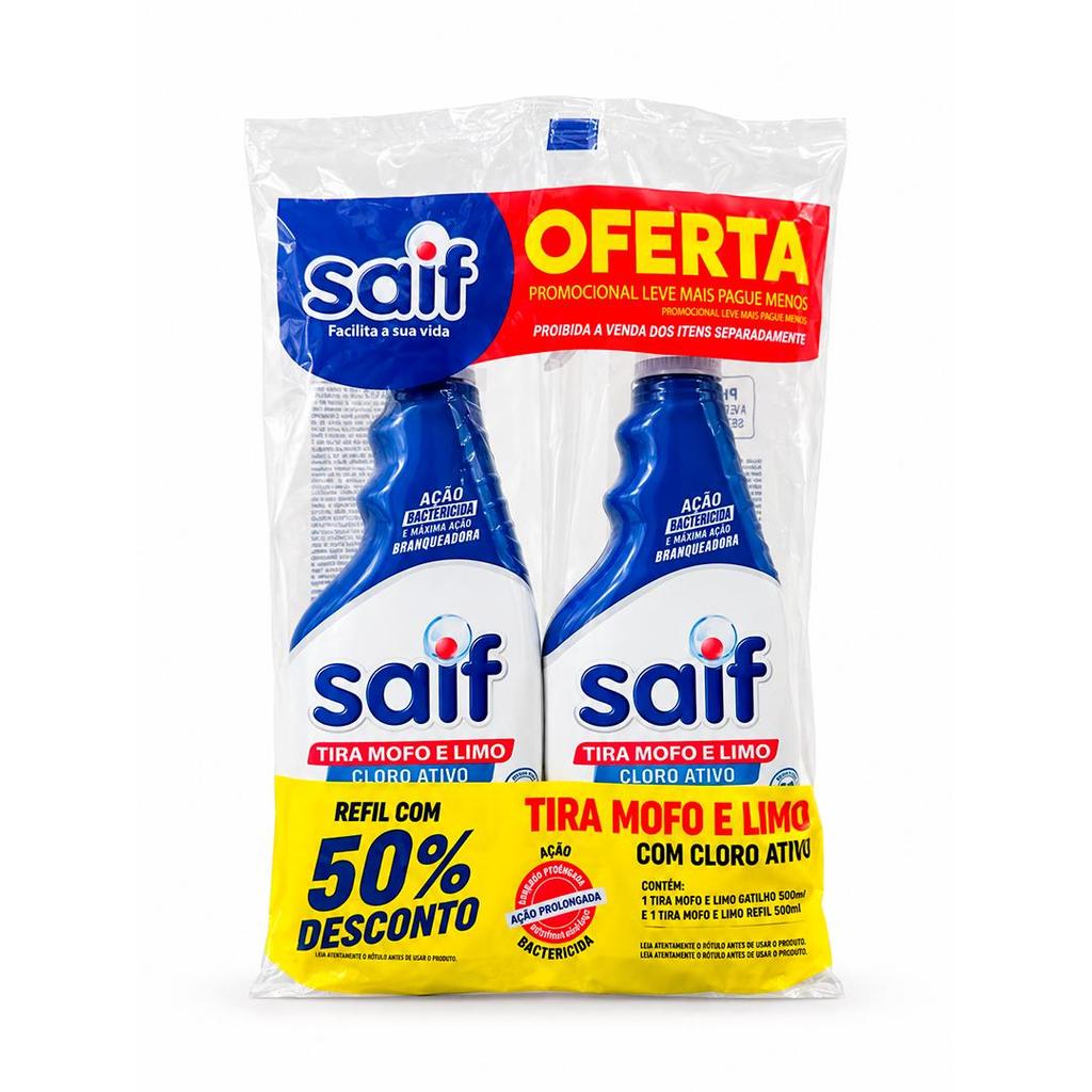 Kit Tira Mofo e Limo Gatilho 500ml + Sachê 500ml Saif