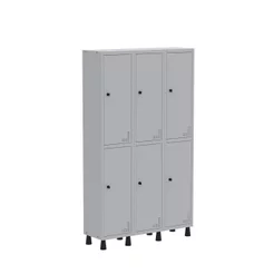 Armário Locker Guarda Volume Aço Light 6 Portas 103,5x179,5cm Cinza Cinza