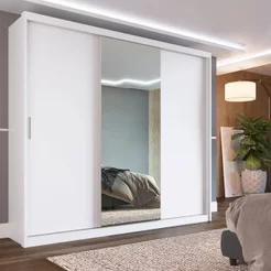 Guarda Roupa Casal com Espelho 3 Portas de Correr 100% MDF London Branco Yescasa Branco
