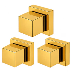 Kit 3 Acabamentos para Registro Quadrado 1/2 3/4 em Metal Dourado Resistente
