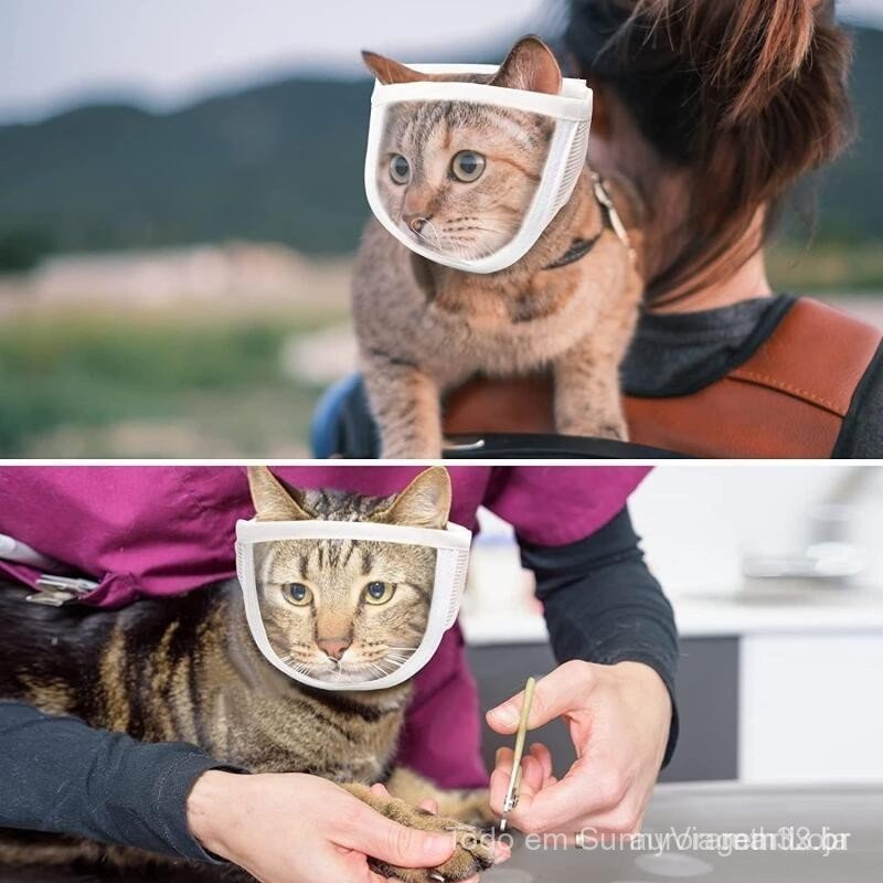 Máscara bucal ajustável e respirável para gatos, anti-mordida, evita que o gato morda, artigos para gatos, máscara.