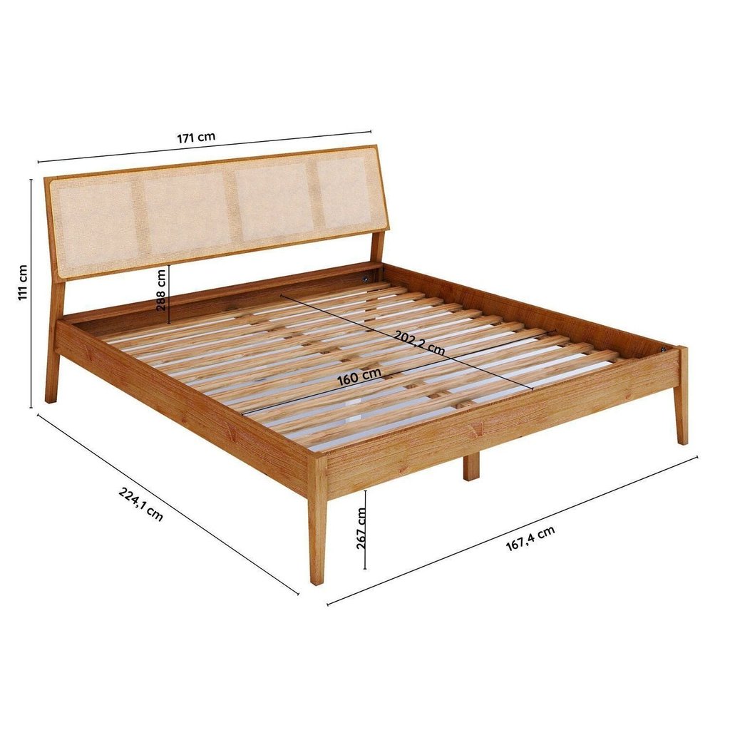 Cama Queen com Madeira Maciça Viena Marrom/Mel Queen — imagem 2 de 2