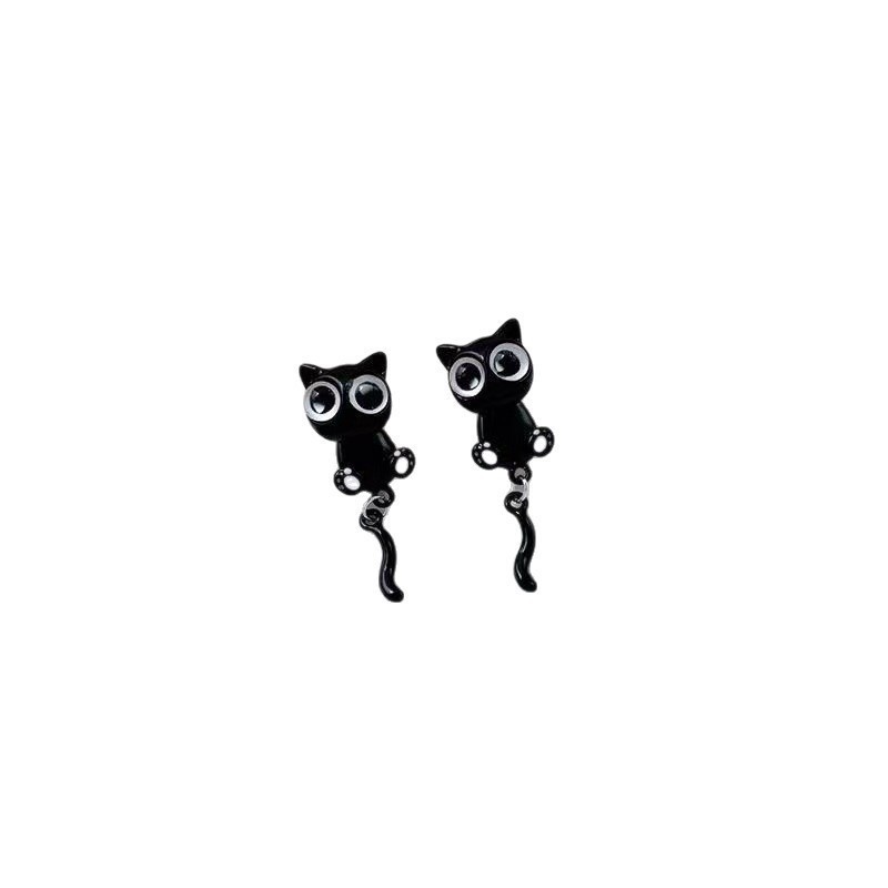 Divertido dos desenhos animados preto gatinho brincos doce legal bonito Design brincos nicho único criativo moda brincos