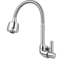 Torneira Gourmet Cozinha de Parede Pia Cano Flexível 2 Jatos Inox 1/4 de Volta