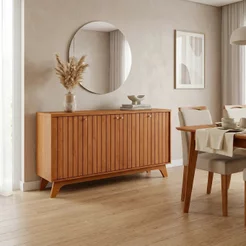 Buffet Aparador de Sala de Jantar 4 Portas Isa Marrom/Cinamomo Cinamomo